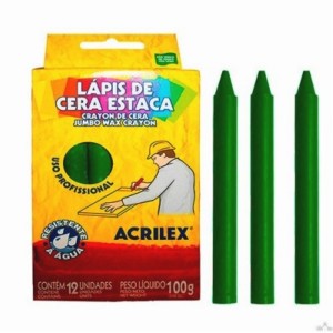 LÁPIS DE CERA ESTACA VERDE BANDEIRA 511 COM 12 UNIDADES ACRILEX