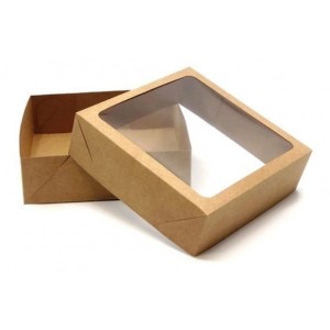 CAIXA PARA PRESENTE KRAFT COM VISOR 12,5X9,5X3,0CM REF.103 ZAGAROLLO