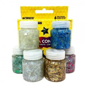 TINTA CONFETTI 06 CORES  REF.2415 ACRILEX