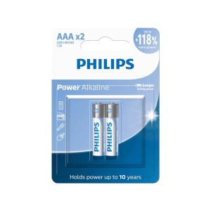PILHA PALITO ALCALINA AAA CARTELA COM 2 UNIDADES PHILIPS