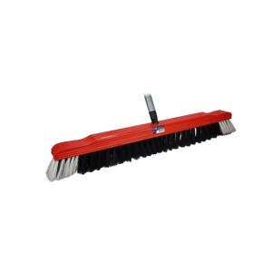 VASSOURA MADEIRA 60CM NYLON VERMELHO 6 CARREIRAS