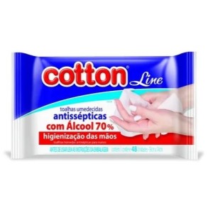 TOALHA UMEDECIDA COM ÁLCOOL 70% C/48 UNIDADES COTTON LINE