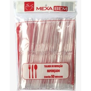 FACA PLÁSTICA DESCARTÁVEL CRISTAL COM 50 UNIDADES MEXA BEM