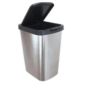 CESTO LIXO PLÁSTICO 9 LITROS TAMPA CLICK INOX ARQPLAST