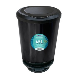 CESTO DE LIXO PLÁSTICO COM PEDAL 45 LITROS PRETO ARQPLAST