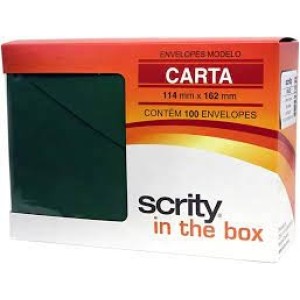 CAIXA DE ENVELOPE CARTA 114MMx162MM PRETO COM 100 UNIDADES SCRITY