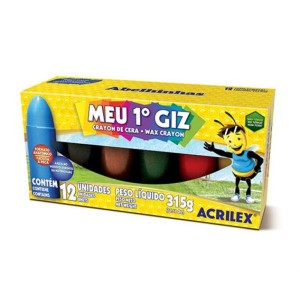 MEU 1° GIZ DE CERA COM 12 CORES ACRILEX