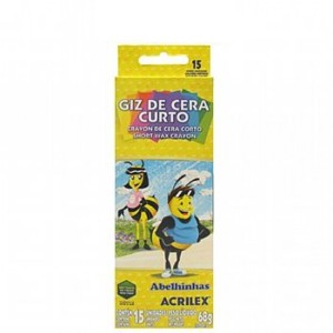 GIZ DE CERA CURTO COM 15 CORES ACRILEX